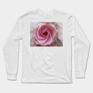 bright colourful rose in pink and white glowing colours Long Sleeve T-Shirt